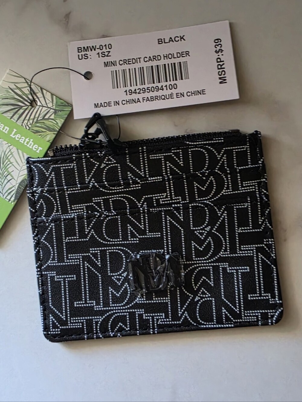 Badgley Mischka Black Monogram Mini Card Holder Wallet NWT - Picture 2 of 10